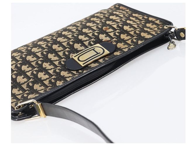 Borsa a tracolla Christian Dior Trotter Canvas Navy Gold Auth 203401 D'oro Blu navy - vista 7