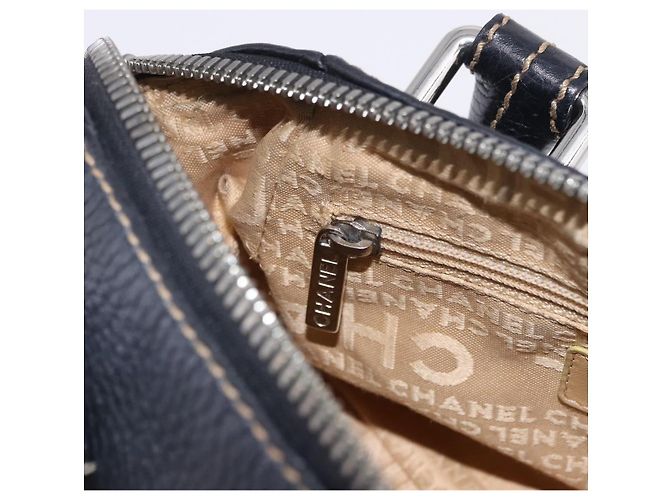 Borsa a Mano CHANEL Pelle Caviar Nero Argento CC Auth 203129V - vista 20