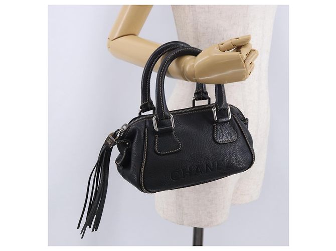 Borsa a Mano CHANEL Pelle Caviar Nero Argento CC Auth 203129V - vista 22