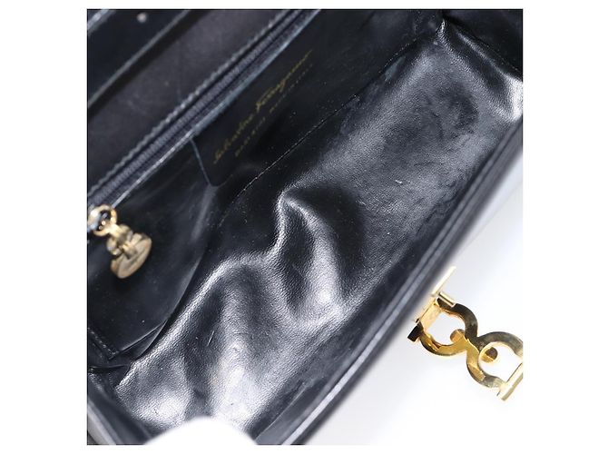 Borsa a tracolla Salvatore Ferragamo in pelle nera e oro Auth 202612 Nero - vista 11