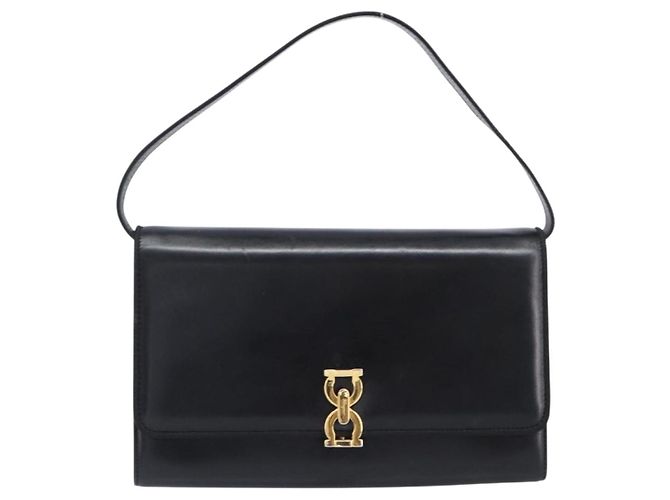 Borsa a tracolla Salvatore Ferragamo in pelle nera e oro Auth 202612 Nero - vista 13