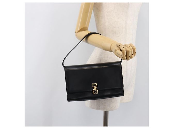 Borsa a tracolla Salvatore Ferragamo in pelle nera e oro Auth 202612 Nero - vista 22