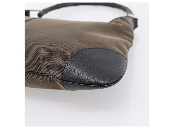 Borsa a tracolla GUCCI Bamboo Jackie Canvas Brown Gold 001 4061 Auth 203473V Marrone D'oro - vista 15