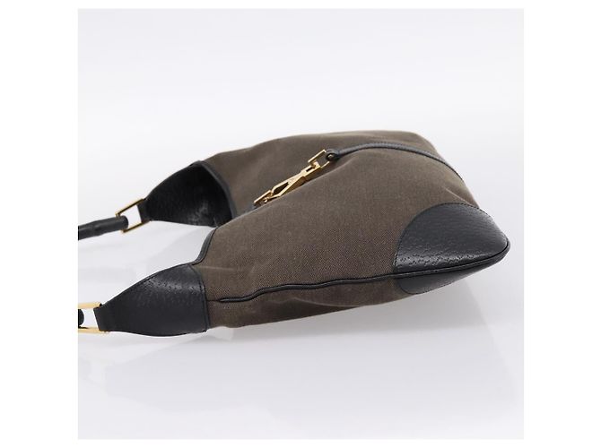 Borsa a tracolla GUCCI Bamboo Jackie Canvas Brown Gold 001 4061 Auth 203473V Marrone D'oro - vista 3