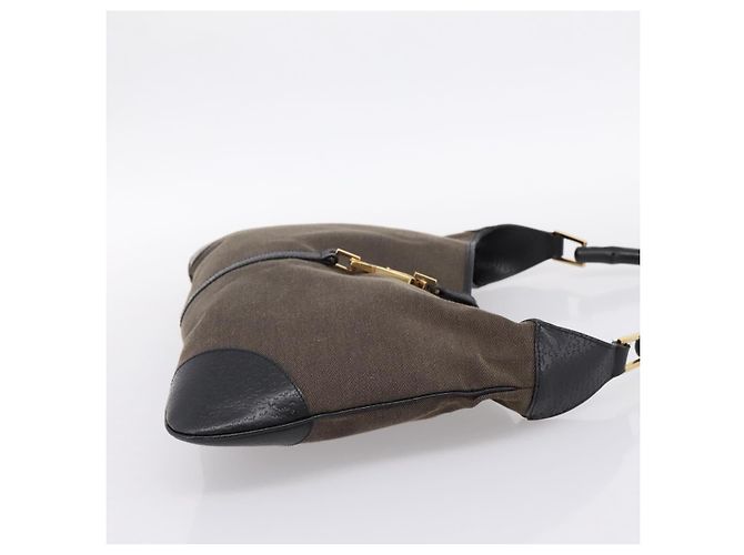 Borsa a tracolla GUCCI Bamboo Jackie Canvas Brown Gold 001 4061 Auth 203473V Marrone D'oro - vista 4