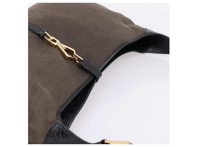Borsa a tracolla GUCCI Bamboo Jackie Canvas Brown Gold 001 4061 Auth 203473V Marrone D'oro - vista 6
