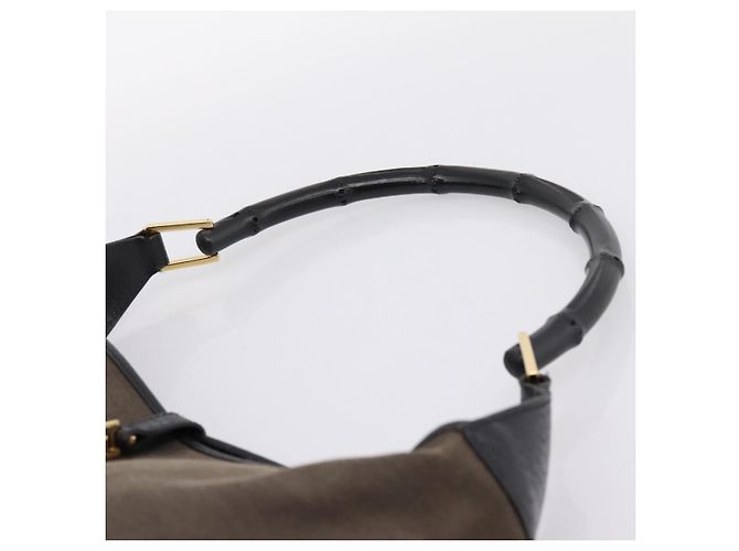 Borsa a tracolla GUCCI Bamboo Jackie Canvas Brown Gold 001 4061 Auth 203473V Marrone D'oro - vista 8