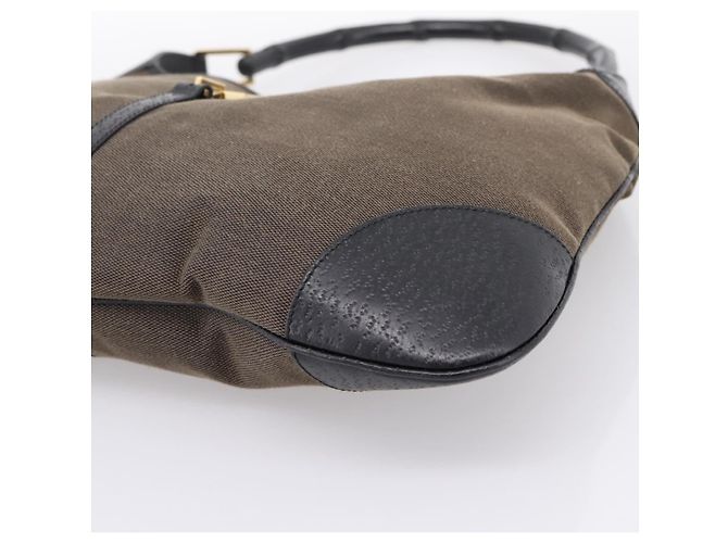 Borsa a tracolla GUCCI Bamboo Jackie Canvas Brown Gold 001 4061 Auth 203473V Marrone D'oro - vista 9