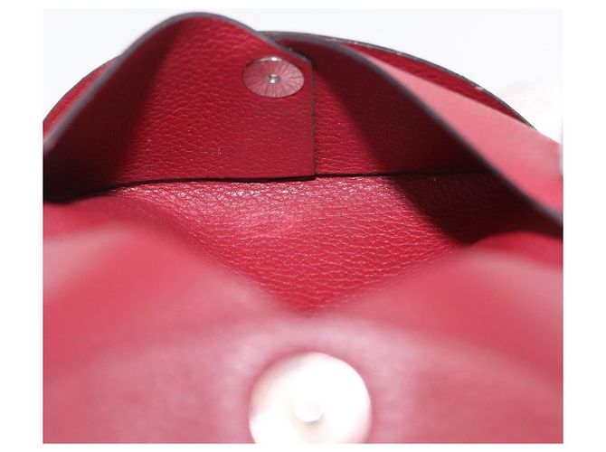 Hermès HERMES Calvi Card Case Leather Red Auth 202724M - view 10
