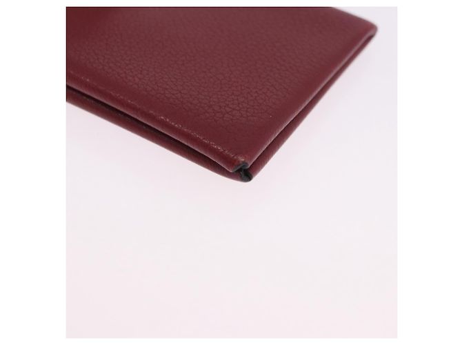 Hermès HERMES Calvi Card Case Leather Red Auth 202724M - view 14