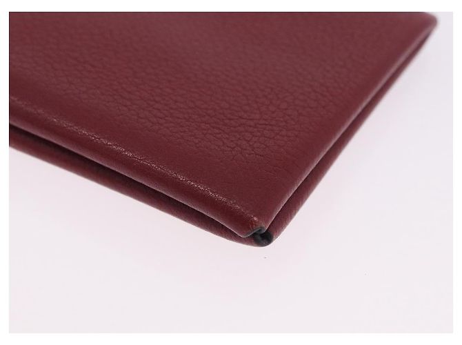 Hermès HERMES Calvi Card Case Leather Red Auth 202724M - view 16