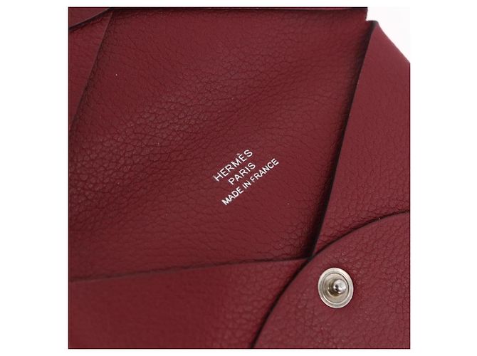 Hermès HERMES Calvi Card Case Leather Red Auth 202724M - view 17