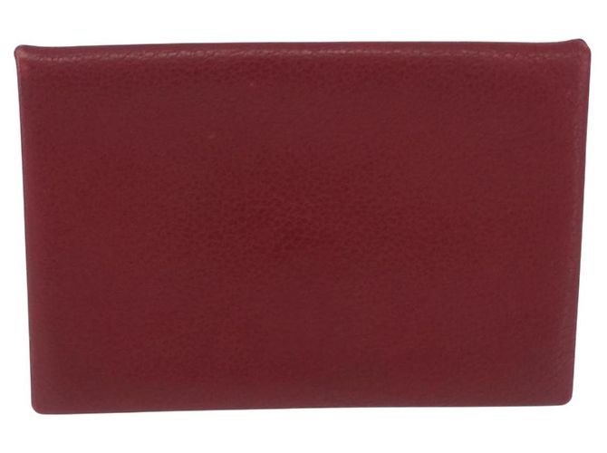 Hermès HERMES Calvi Card Case Leather Red Auth 202724M - view 2