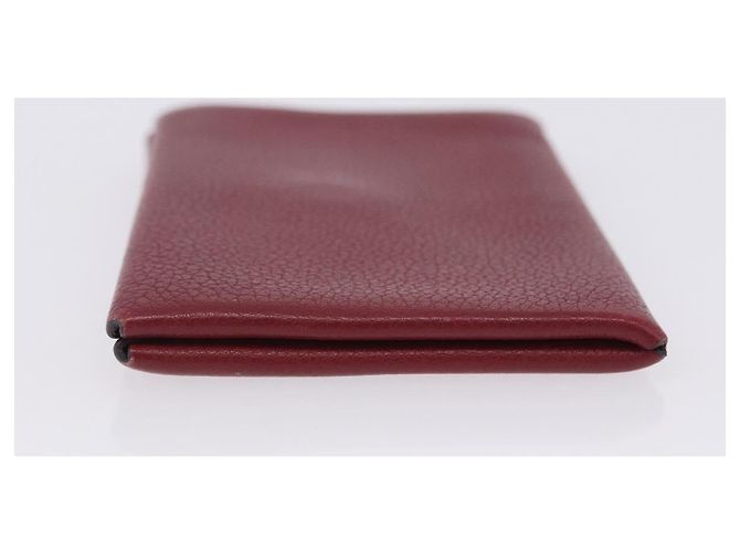 Hermès HERMES Calvi Card Case Leather Red Auth 202724M - view 3