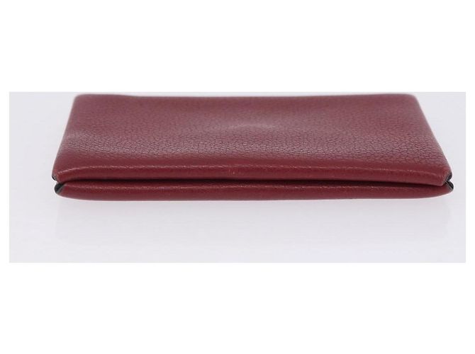 Hermès HERMES Calvi Card Case Leather Red Auth 202724M - view 6