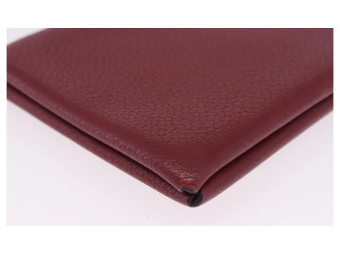 Hermès HERMES Calvi Card Case Leather Red Auth 202724M - view 7