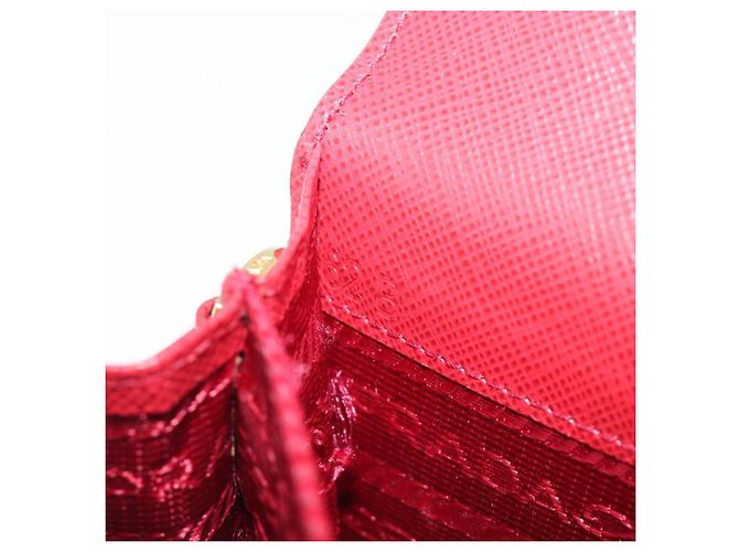 Borsa a tracolla PRADA Saffiano Red Gold Tone Auth ka6160 Rosso - vista 12
