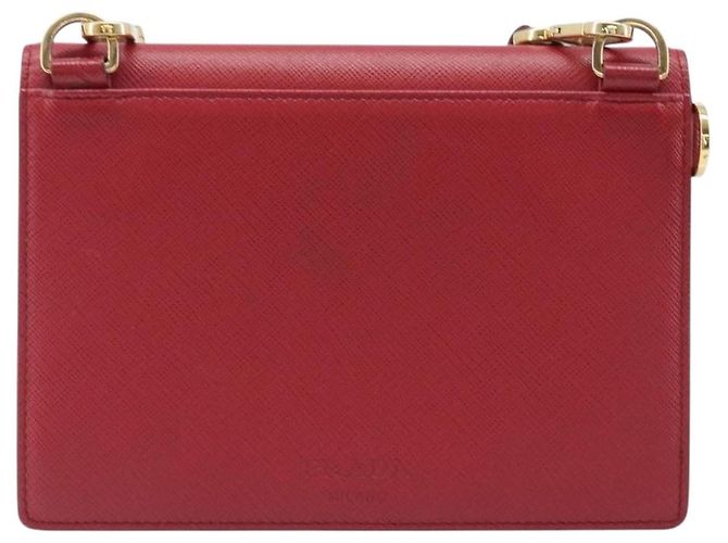 Borsa a tracolla PRADA Saffiano Red Gold Tone Auth ka6160 Rosso - vista 2