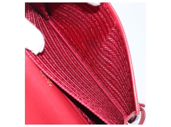 Borsa a tracolla PRADA Saffiano Red Gold Tone Auth ka6160 Rosso - vista 22
