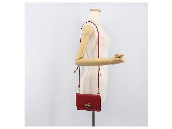 Borsa a tracolla PRADA Saffiano Red Gold Tone Auth ka6160 Rosso - vista 23