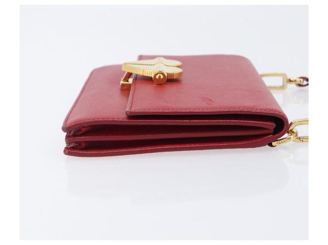 Borsa a tracolla PRADA Saffiano Red Gold Tone Auth ka6160 Rosso - vista 3