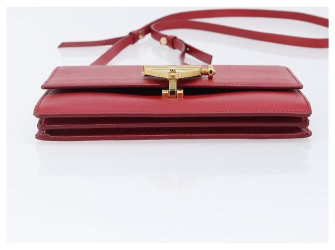 Borsa a tracolla PRADA Saffiano Red Gold Tone Auth ka6160 Rosso - vista 5
