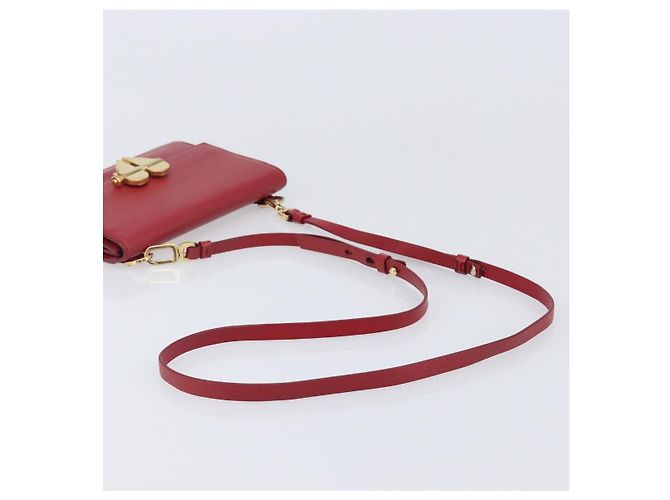 Borsa a tracolla PRADA Saffiano Red Gold Tone Auth ka6160 Rosso - vista 7