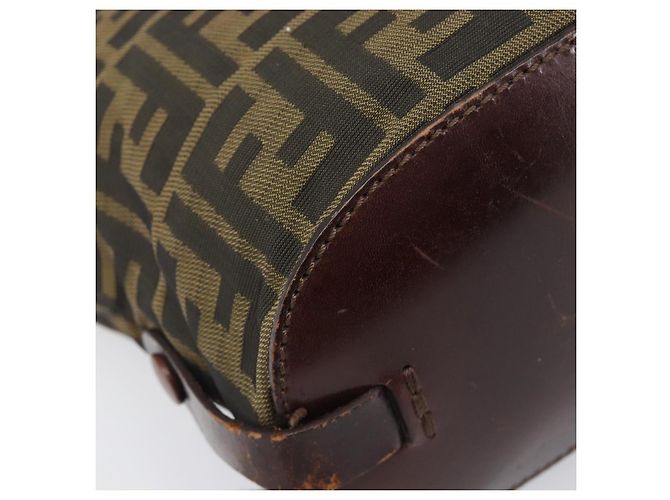 Borsa a mano FENDI Zucca Canvas Nero Marrone Auth 202954 - vista 10