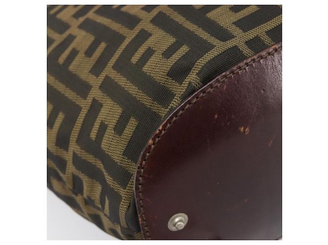 Borsa a mano FENDI Zucca Canvas Nero Marrone Auth 202954 - vista 15