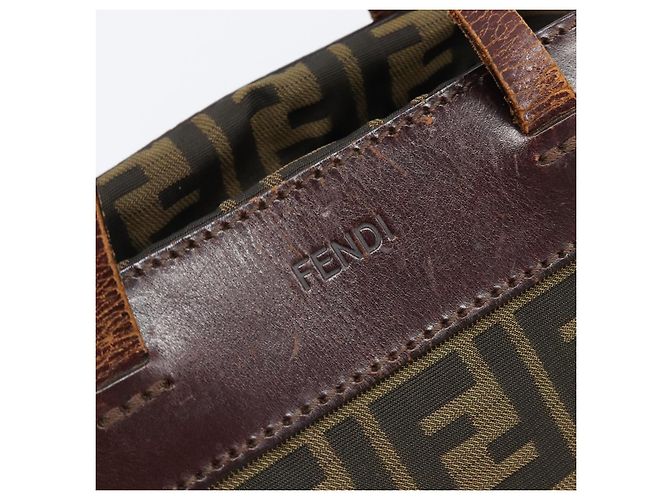 Borsa a mano FENDI Zucca Canvas Nero Marrone Auth 202954 - vista 17