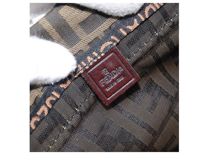 Borsa a mano FENDI Zucca Canvas Nero Marrone Auth 202954 - vista 18
