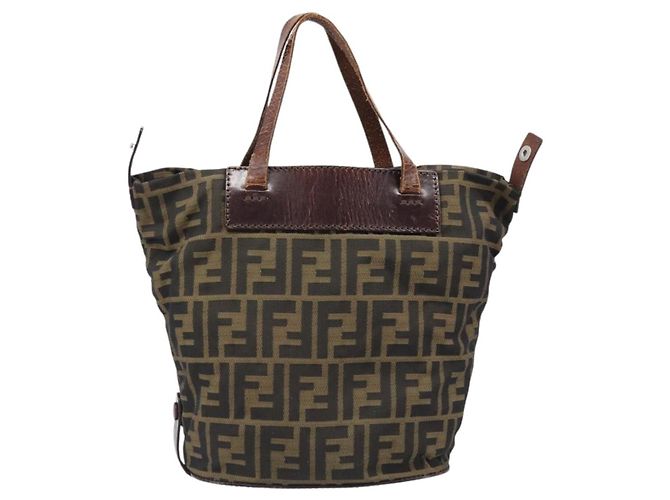 Borsa a mano FENDI Zucca Canvas Nero Marrone Auth 202954 - vista 2
