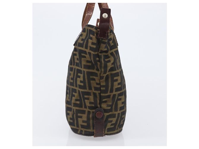 Borsa a mano FENDI Zucca Canvas Nero Marrone Auth 202954 - vista 3