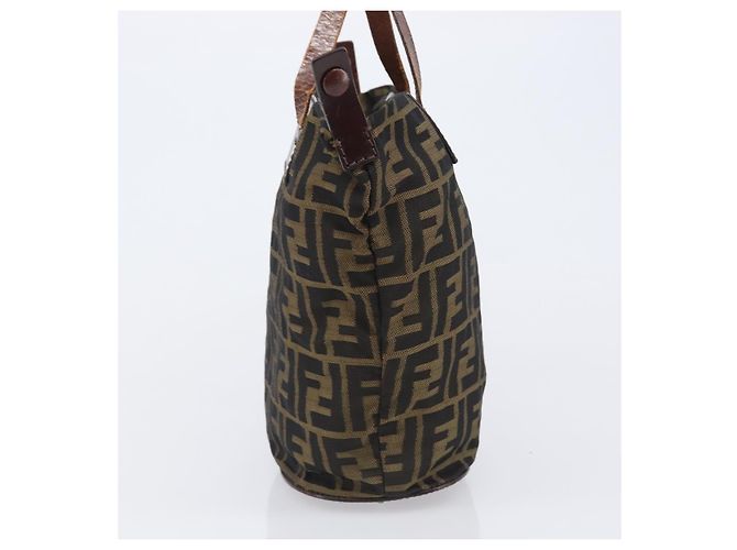 Borsa a mano FENDI Zucca Canvas Nero Marrone Auth 202954 - vista 4