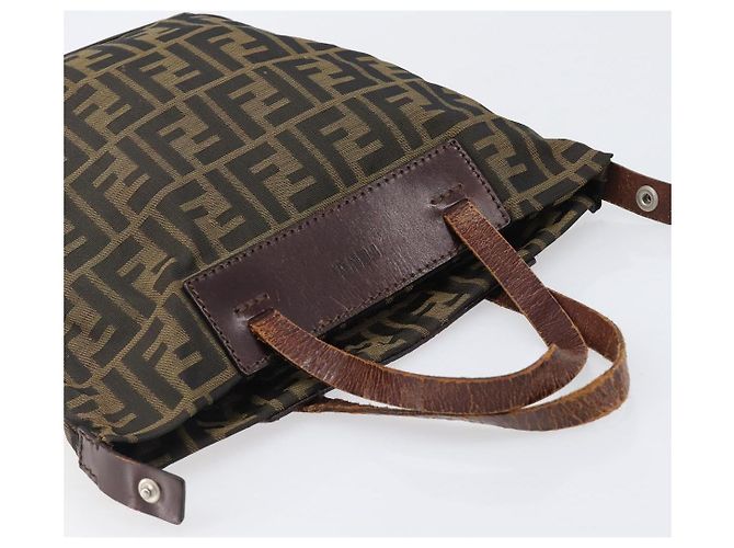 Borsa a mano FENDI Zucca Canvas Nero Marrone Auth 202954 - vista 6