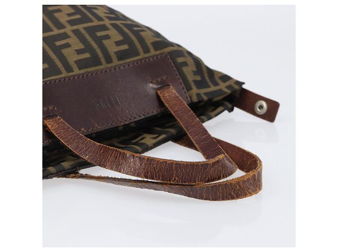 Borsa a mano FENDI Zucca Canvas Nero Marrone Auth 202954 - vista 7