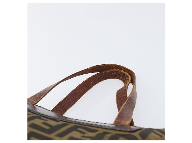 Borsa a mano FENDI Zucca Canvas Nero Marrone Auth 202954 - vista 8