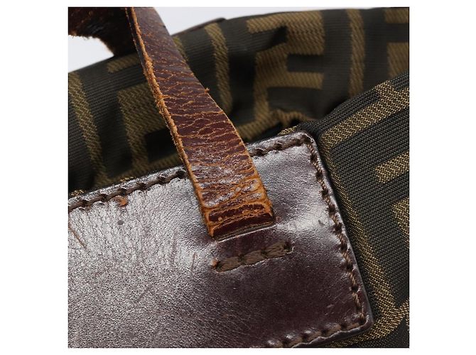 Borsa a mano FENDI Zucca Canvas Nero Marrone Auth 202954 - vista 9