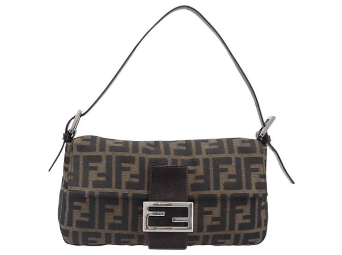 FENDI Zucca Canvas Mamma Baguette Schultertasche Braun Schwarz Auth BA15632V - Ansicht 13