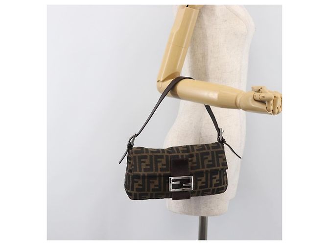 FENDI Zucca Canvas Mamma Baguette Schultertasche Braun Schwarz Auth BA15632V - Ansicht 25