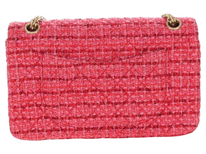 Borsa a tracolla CHANEL Chain Matelasse 2.55 Tweed Pink Gold CC Auth 203324SM Rosa D'oro - vista 2