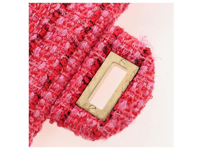 Borsa a tracolla CHANEL Chain Matelasse 2.55 Tweed Pink Gold CC Auth 203324SM Rosa D'oro - vista 21