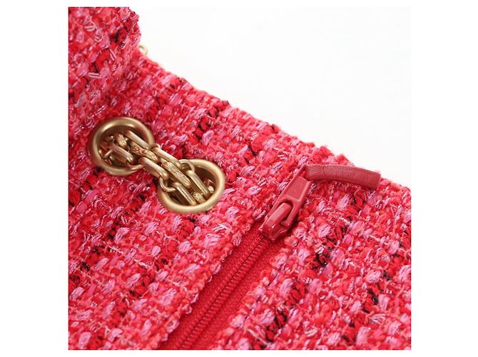 Borsa a tracolla CHANEL Chain Matelasse 2.55 Tweed Pink Gold CC Auth 203324SM Rosa D'oro - vista 22