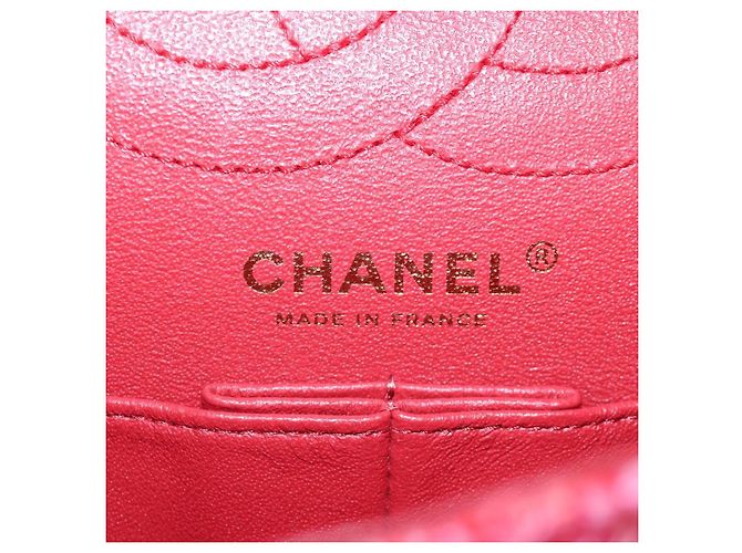 Borsa a tracolla CHANEL Chain Matelasse 2.55 Tweed Pink Gold CC Auth 203324SM Rosa D'oro - vista 24