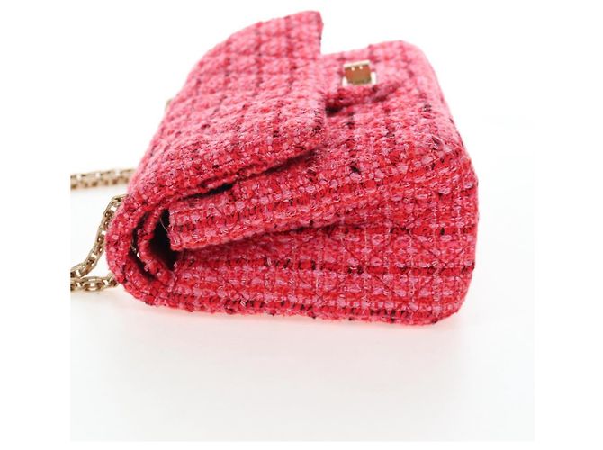 Borsa a tracolla CHANEL Chain Matelasse 2.55 Tweed Pink Gold CC Auth 203324SM Rosa D'oro - vista 3
