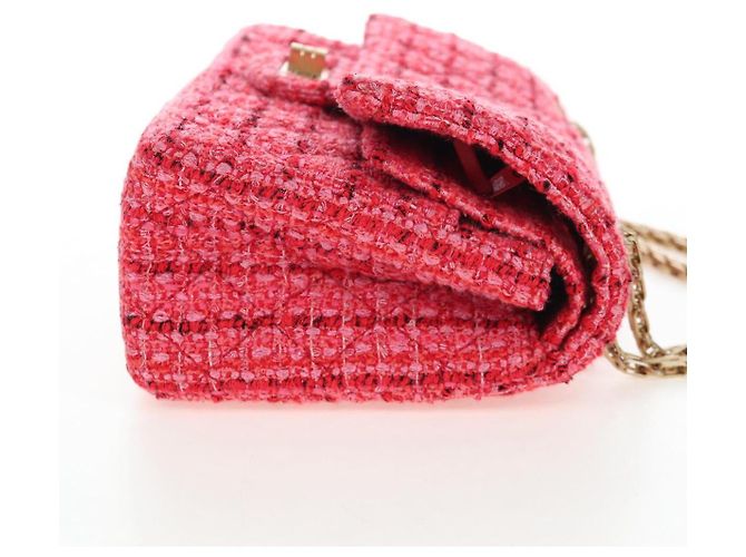Borsa a tracolla CHANEL Chain Matelasse 2.55 Tweed Pink Gold CC Auth 203324SM Rosa D'oro - vista 4