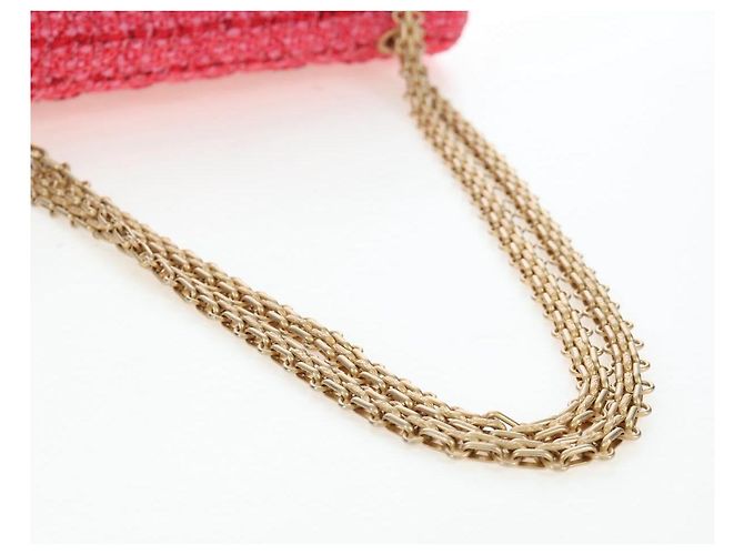 Borsa a tracolla CHANEL Chain Matelasse 2.55 Tweed Pink Gold CC Auth 203324SM Rosa D'oro - vista 7