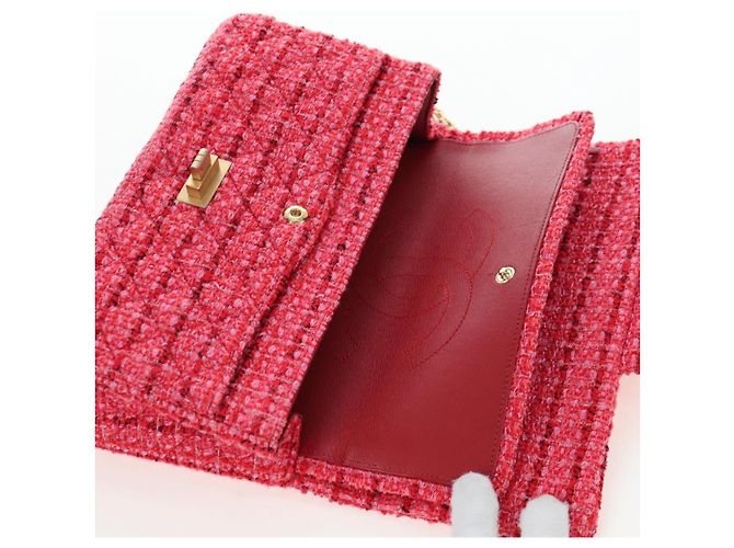 Borsa a tracolla CHANEL Chain Matelasse 2.55 Tweed Pink Gold CC Auth 203324SM Rosa D'oro - vista 8