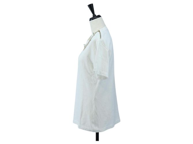 LOUIS VUITTON Camiseta de manga corta de algodón "XS" Blanco Tono Dorado LV Auth 202321M - vista 3