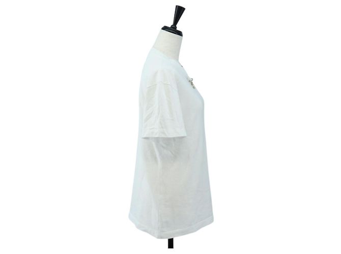 LOUIS VUITTON Camiseta de manga corta de algodón "XS" Blanco Tono Dorado LV Auth 202321M - vista 4